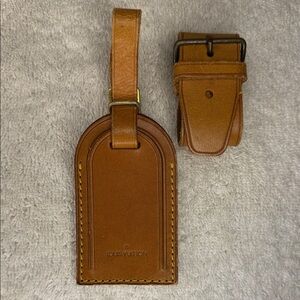 Vintage Louis Vuitton Luggage Tag and Poignier in Vachetta Leather (13E)